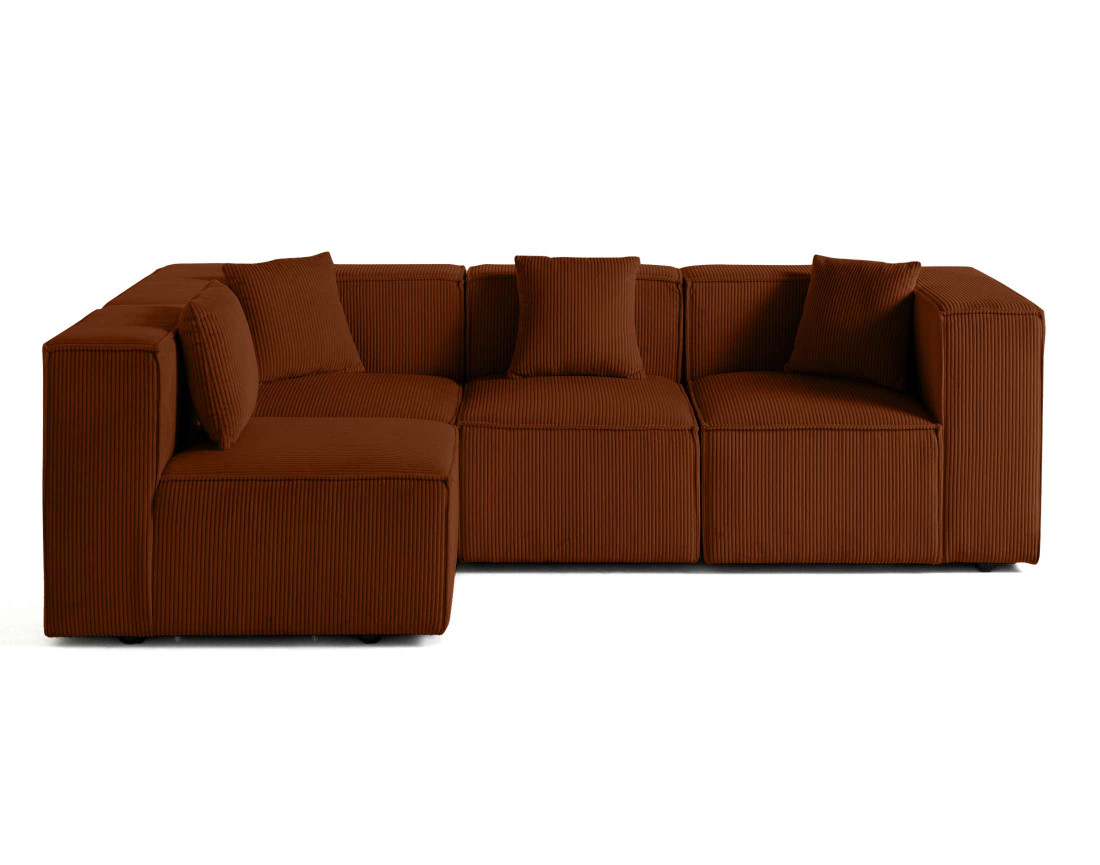 Canapé modulable d'angle gauche 4 places en velours côtelé Arty