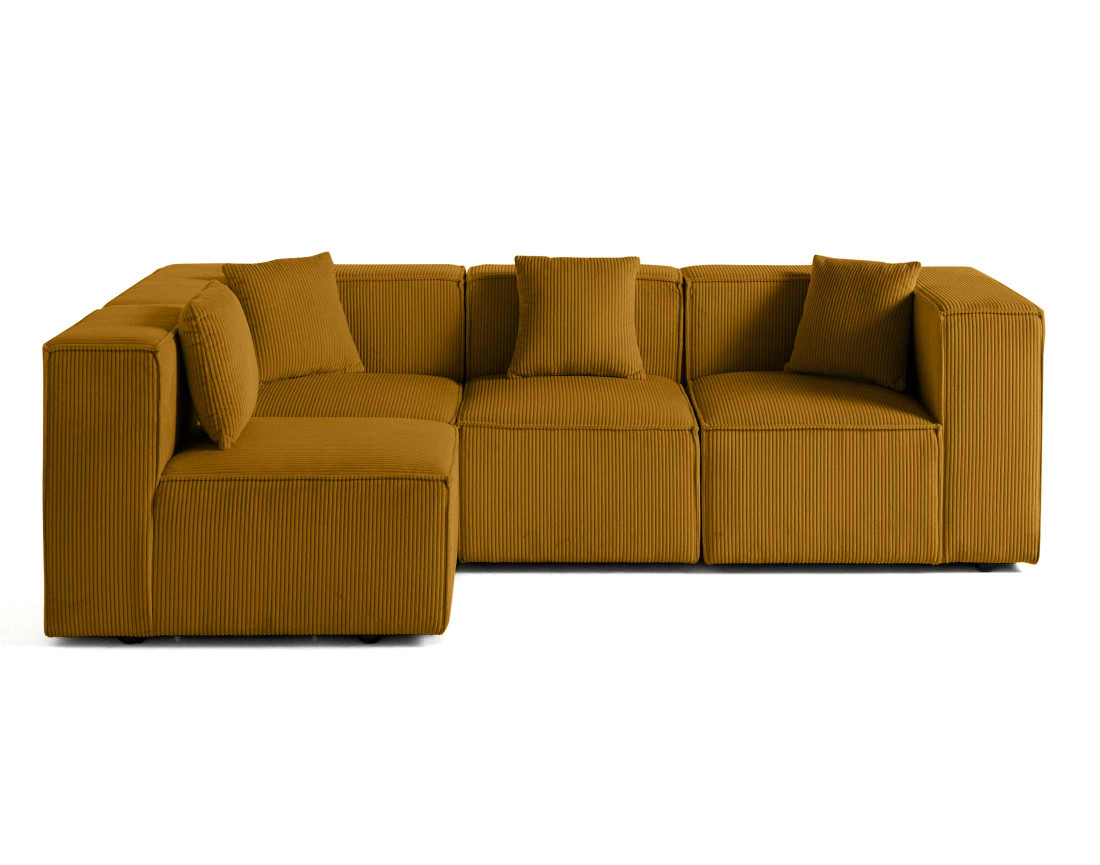 Canapé modulable d'angle gauche 4 places en velours côtelé Arty