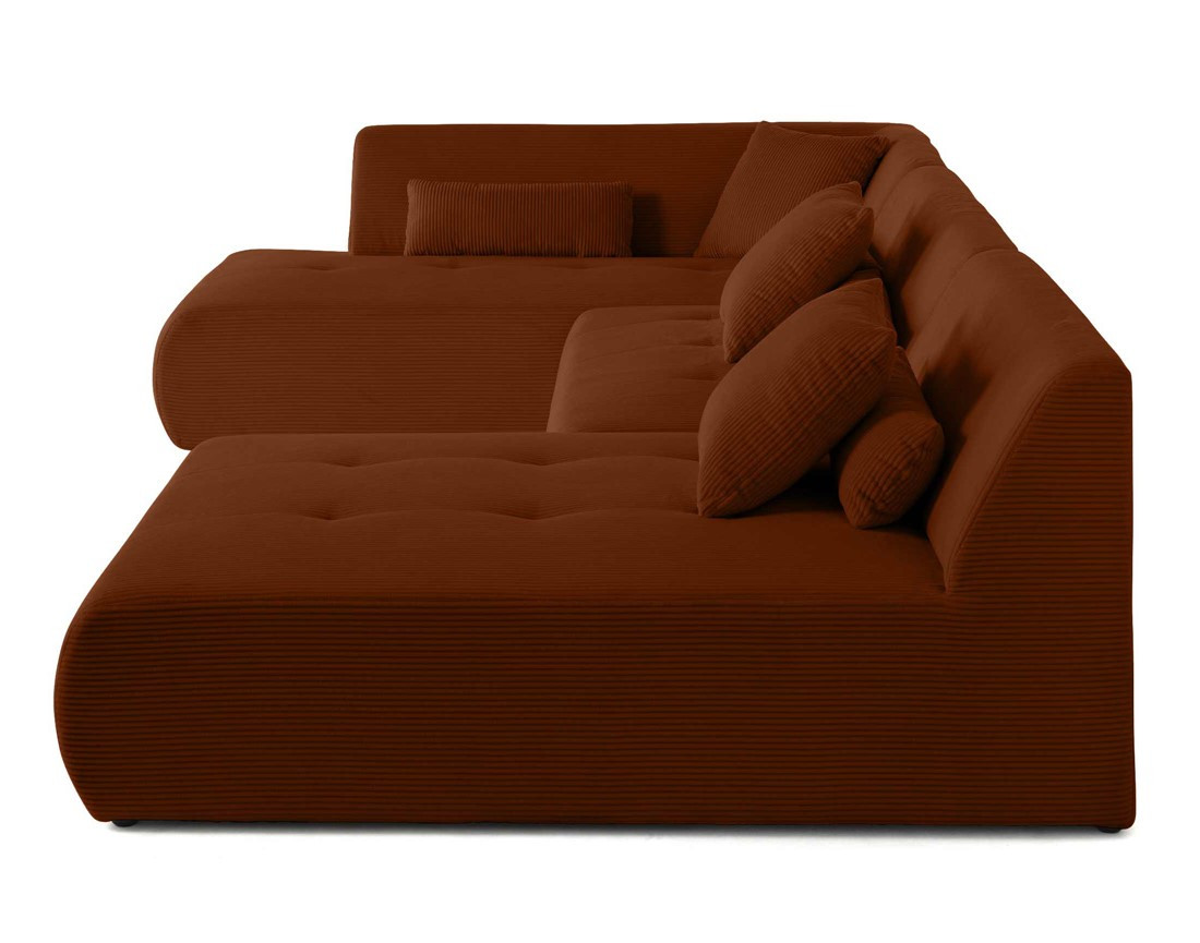 Canapé modulable d'angle gauche 7 places en velours côtelé Onyx