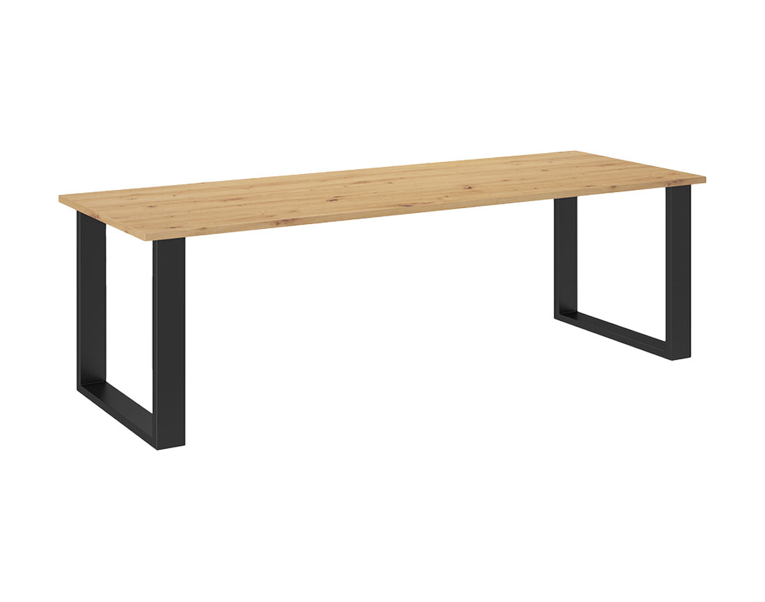 Table à manger chêne clair et noir 185 cm Caronal