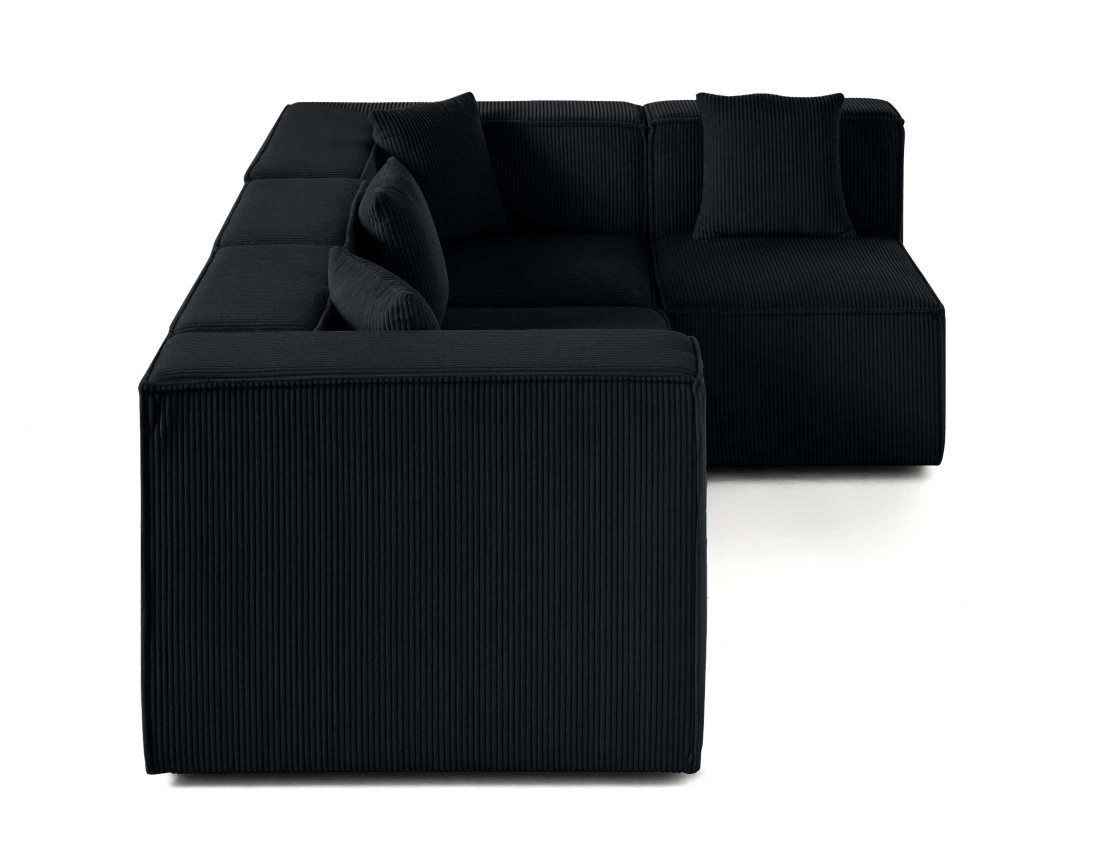 Canapé modulable d'angle droit 4 places en velours côtelé Arty