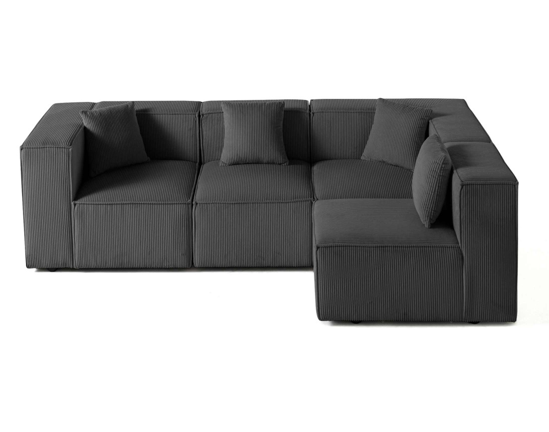 Canapé modulable d'angle droit 4 places en velours côtelé Arty