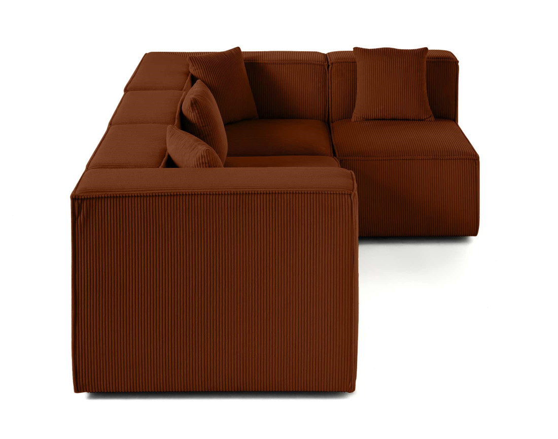 Canapé modulable d'angle droit 4 places en velours côtelé Arty