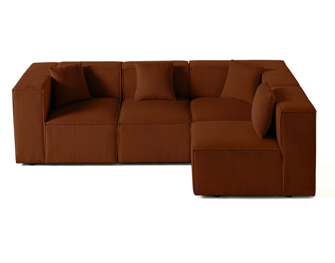 Canapé modulable d'angle droit 4 places en velours côtelé Arty
