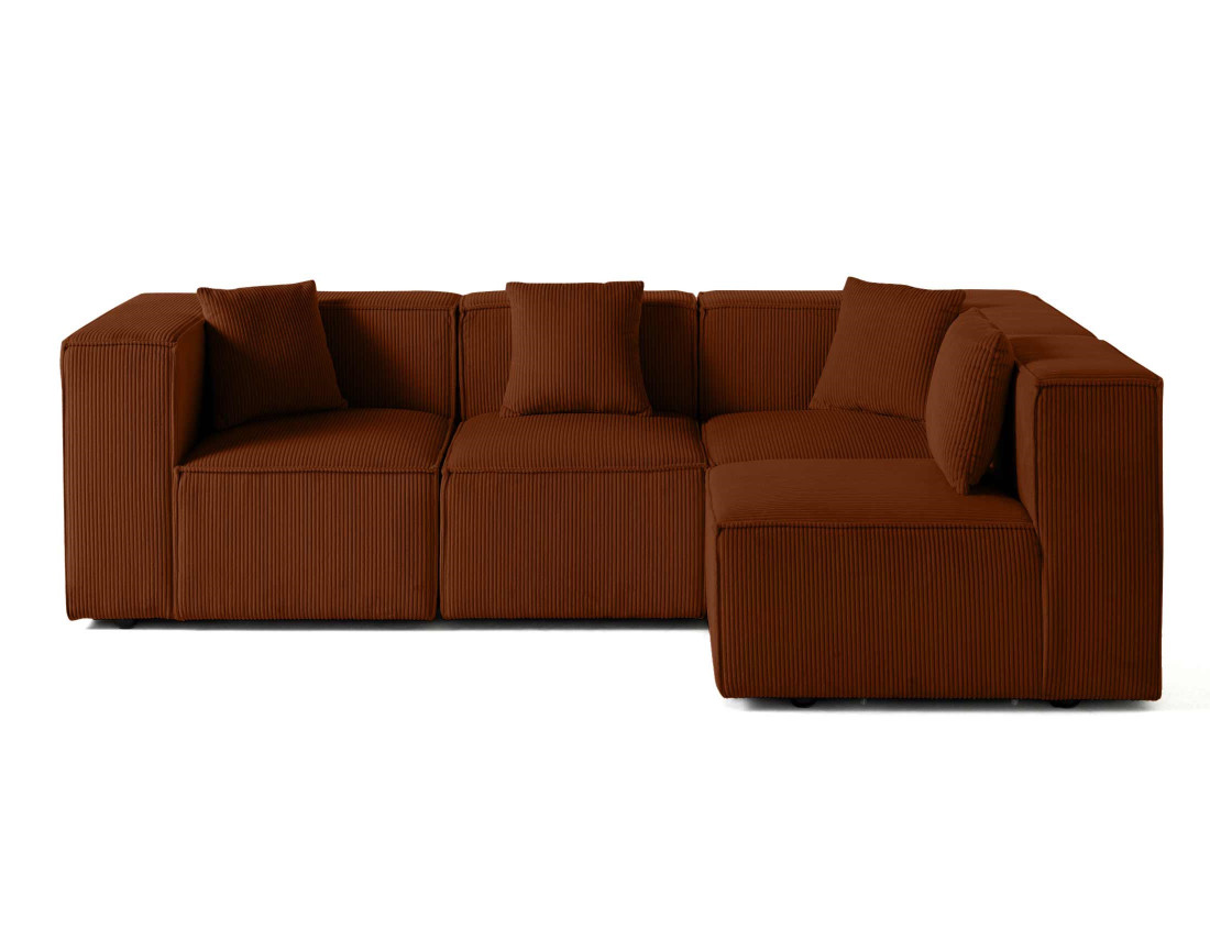 Canapé modulable d'angle droit 4 places en velours côtelé Arty