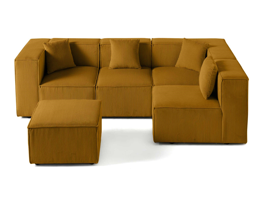 Canapé modulable d'angle droit 4 places en velours côtelé Arty