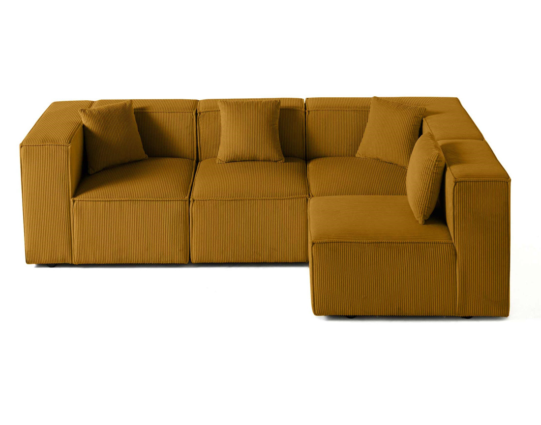 Canapé modulable d'angle droit 4 places en velours côtelé Arty