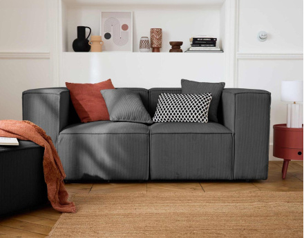 Module d'assise droit en velours côtelé Arty