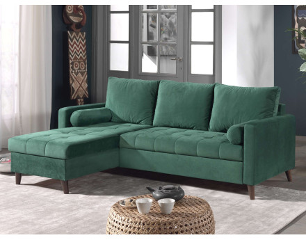 Polar - canapé d’angle réversible convertible en velours au design scandinave