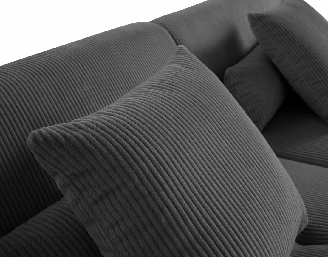 Canapé panoramique modulable d'angle droit 7 places en velours côtelé Onyx
