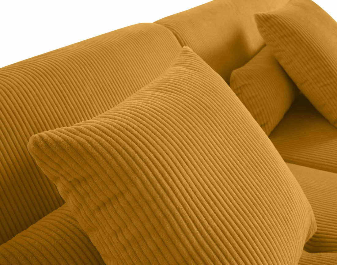 Canapé panoramique d'angle gauche 7 places en velours côtelé Onyx