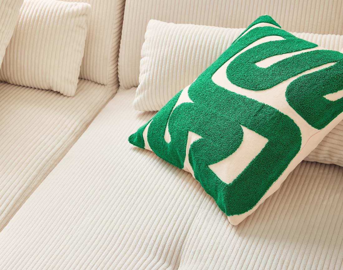 Canapé panoramique d'angle gauche 7 places en velours côtelé Onyx