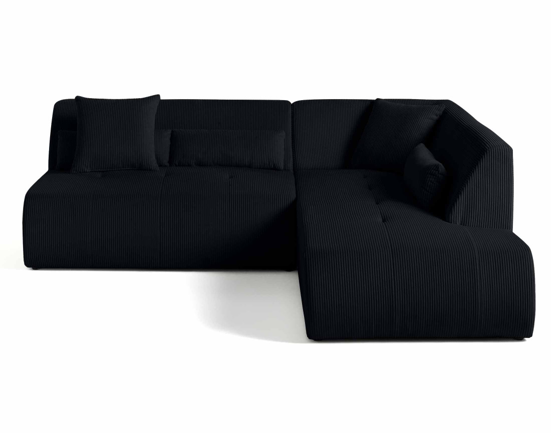 Canapé modulable d'angle droit 5 places en velours côtelé Onyx