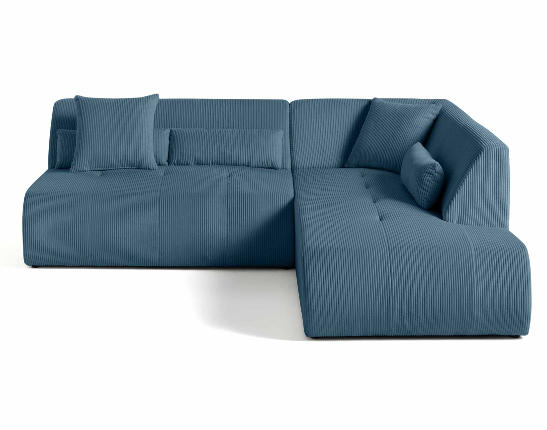 Canapé modulable d'angle droit 5 places en velours côtelé Onyx