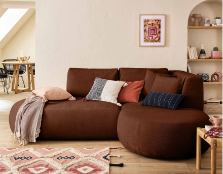 Canapé modulable d'angle droit 4 places en tissu texturé Santorini