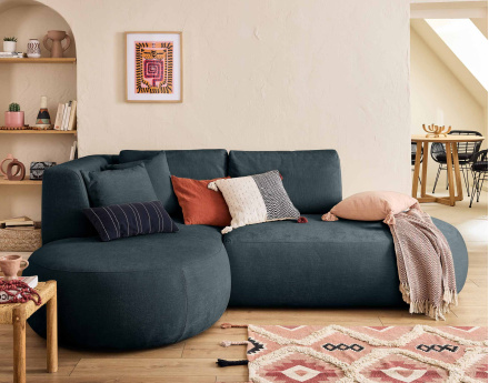 Canapé modulable d'angle gauche 4 places en tissu texturé Santorini