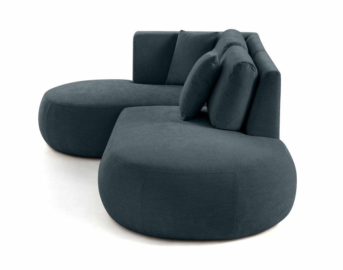 Canapé modulable d'angle gauche 4 places avec pouf en tissu texturé Santorini