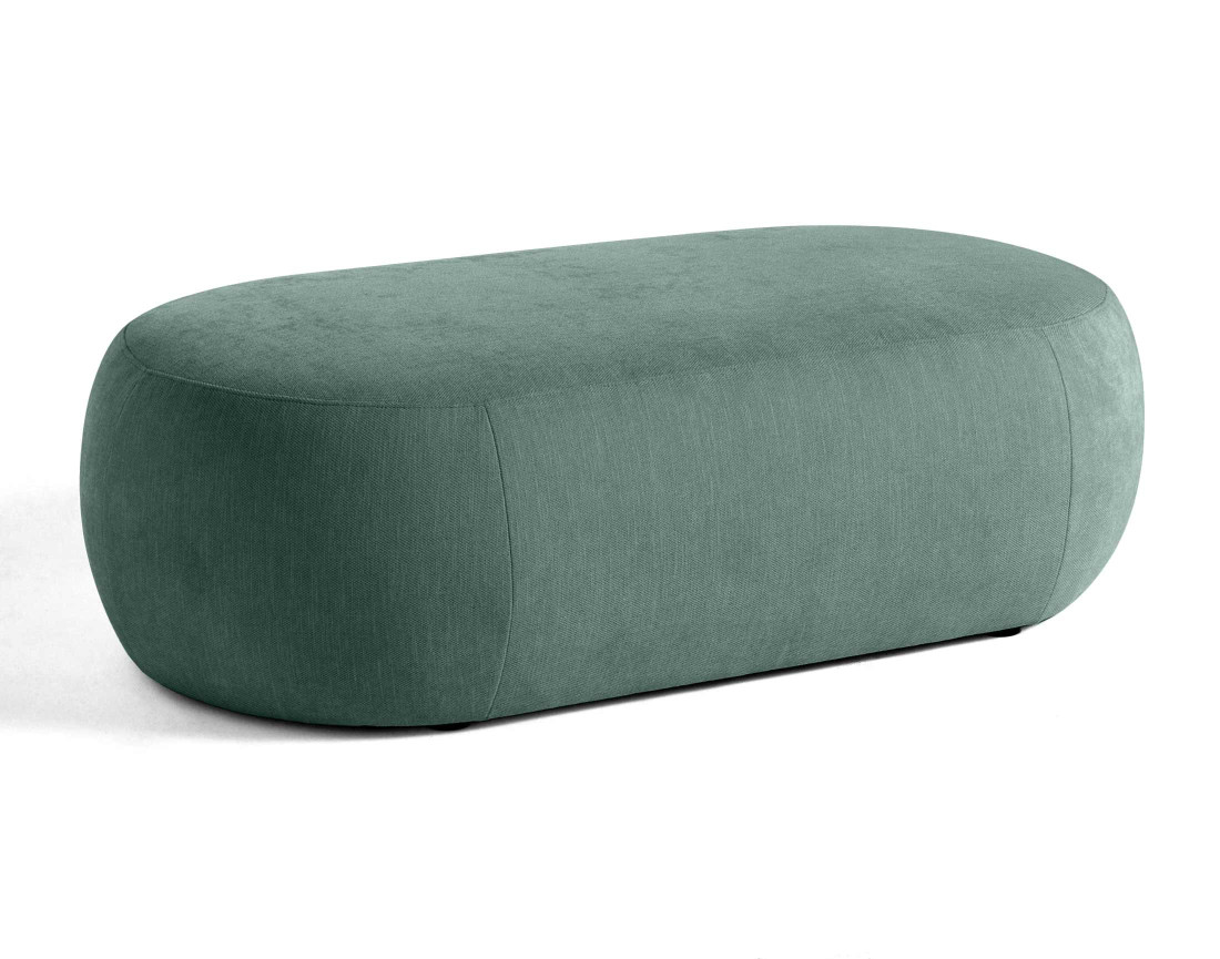 Canapé modulable d'angle gauche 4 places avec pouf en tissu texturé Santorini