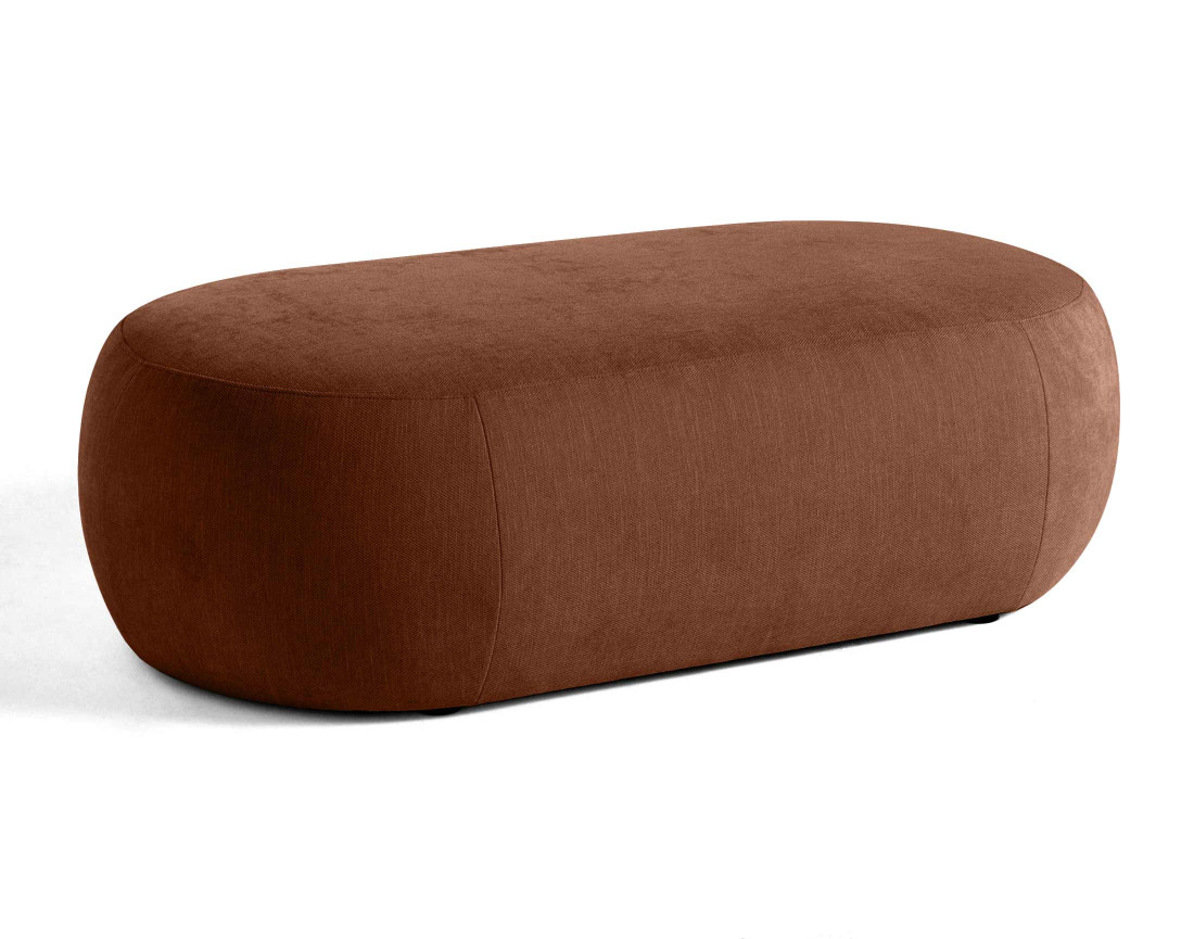 Canapé modulable d'angle gauche 4 places avec pouf en tissu texturé Santorini