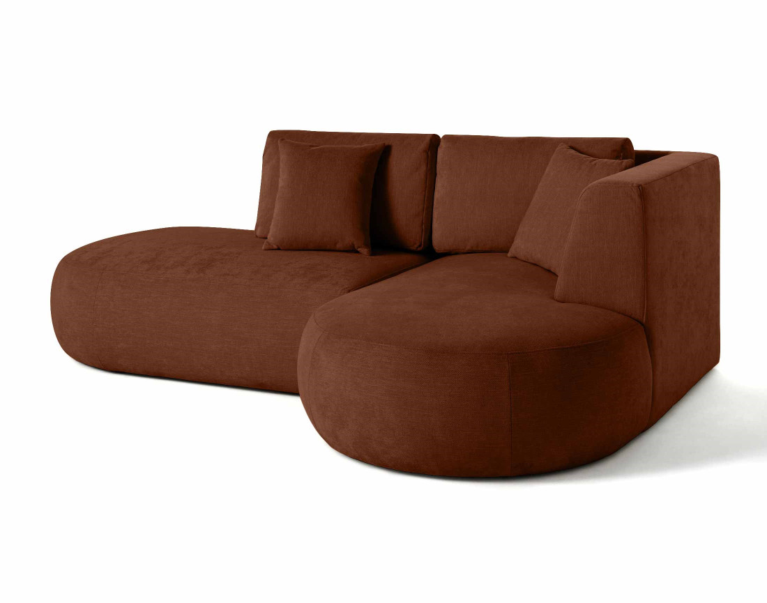 Canapé modulable d'angle droit avec pouf 4 places en tissu texturé Santorini