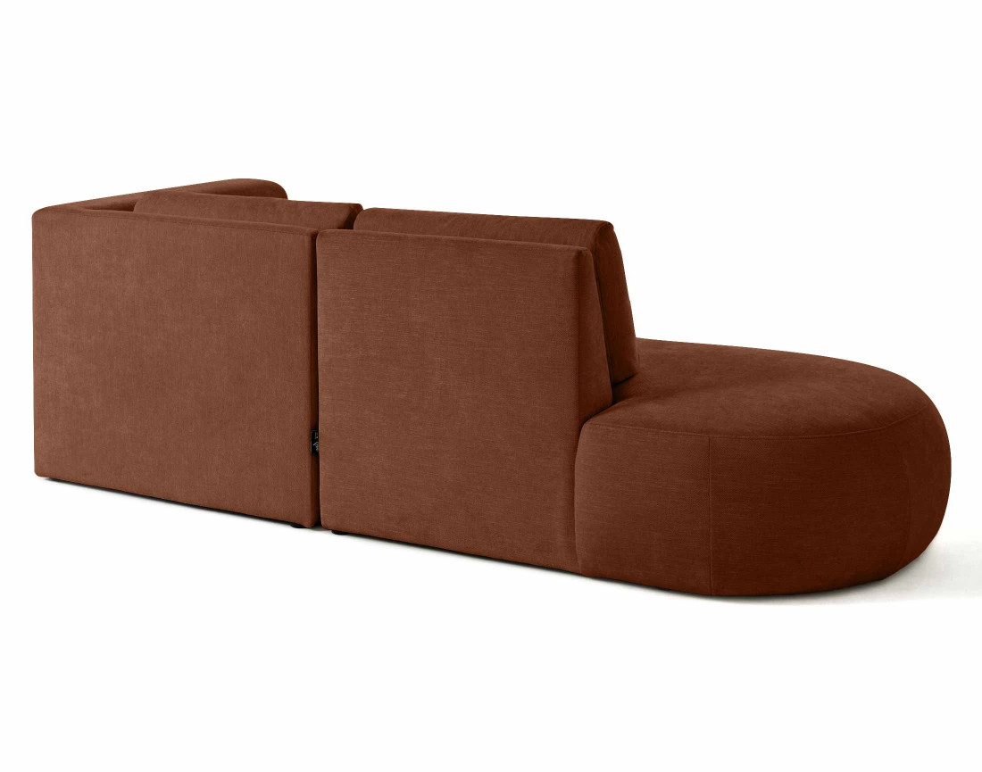 Canapé modulable d'angle droit avec pouf 4 places en tissu texturé Santorini