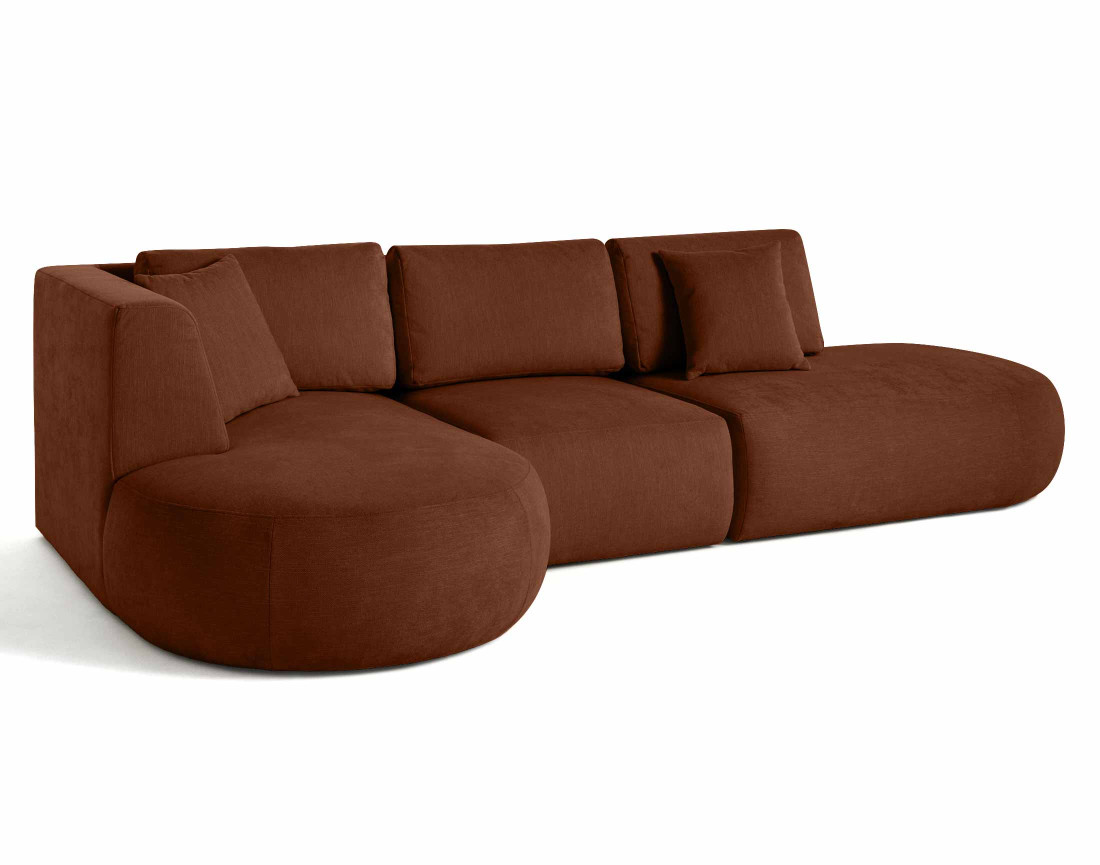 Canapé modulable d'angle gauche 5 places en tissu texturé Santorini