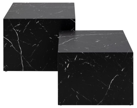 Lot de 2 tables basses effet marbre noir 58 et 50 cm Pueblo