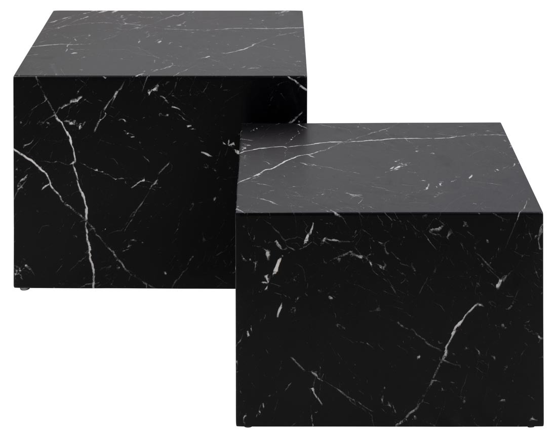 Lot de 2 tables basses effet marbre noir 58 et 50 cm Pueblo