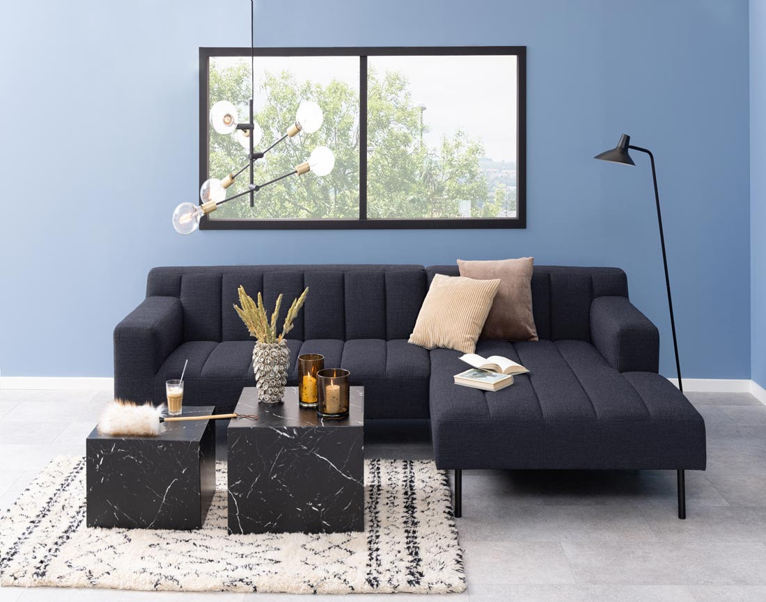 Lot de 2 tables basses effet marbre noir 58 et 50 cm Pueblo