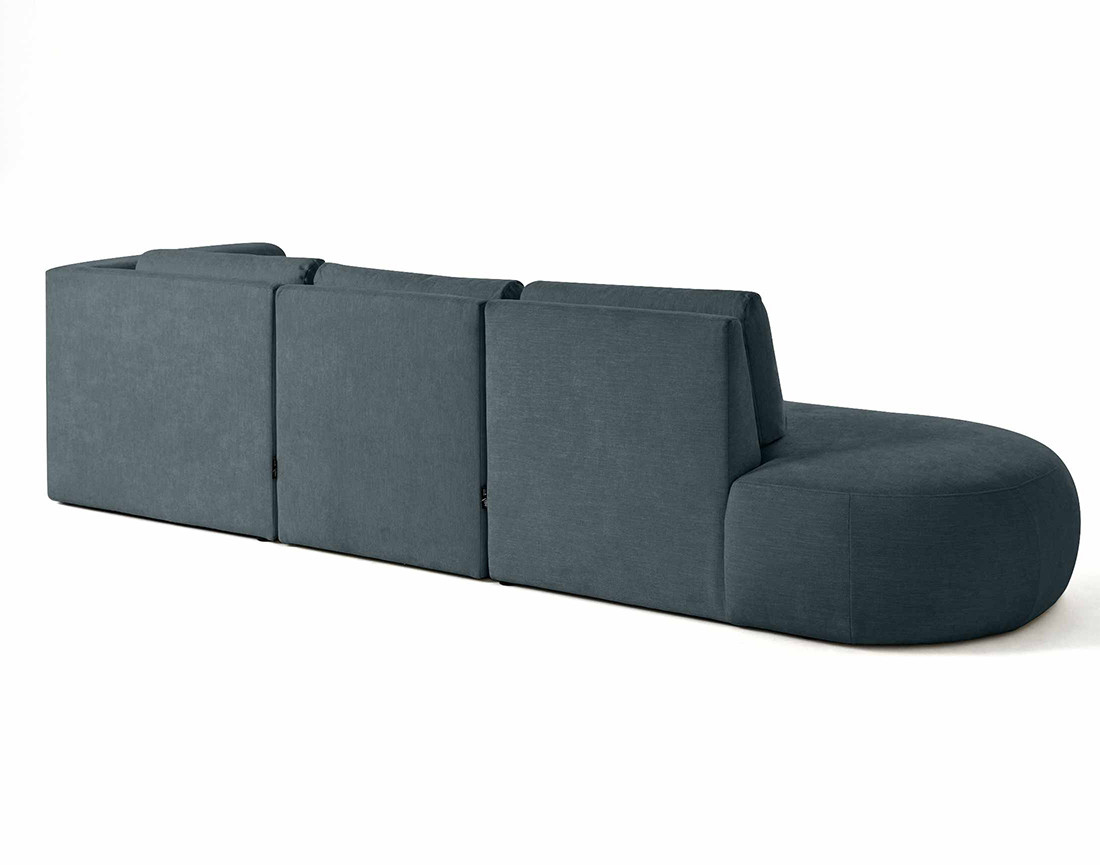 Canapé modulable d'angle droit 5 places en tissu texturé Santorini