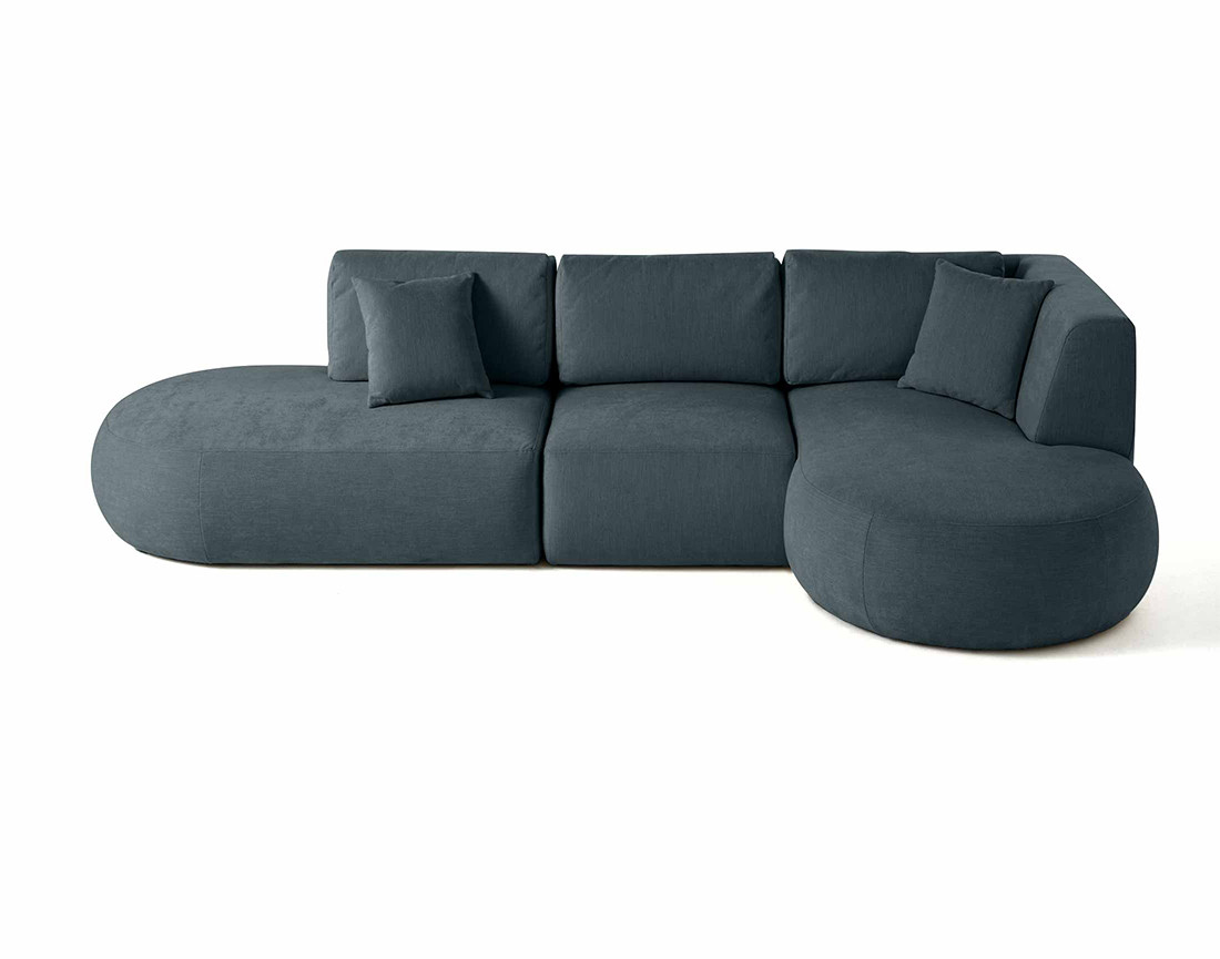 Canapé modulable d'angle droit 5 places en tissu texturé Santorini