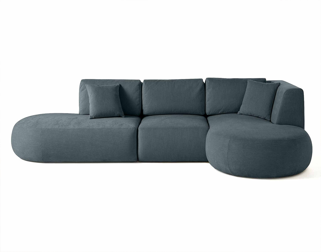 Canapé modulable d'angle droit 5 places en tissu texturé Santorini