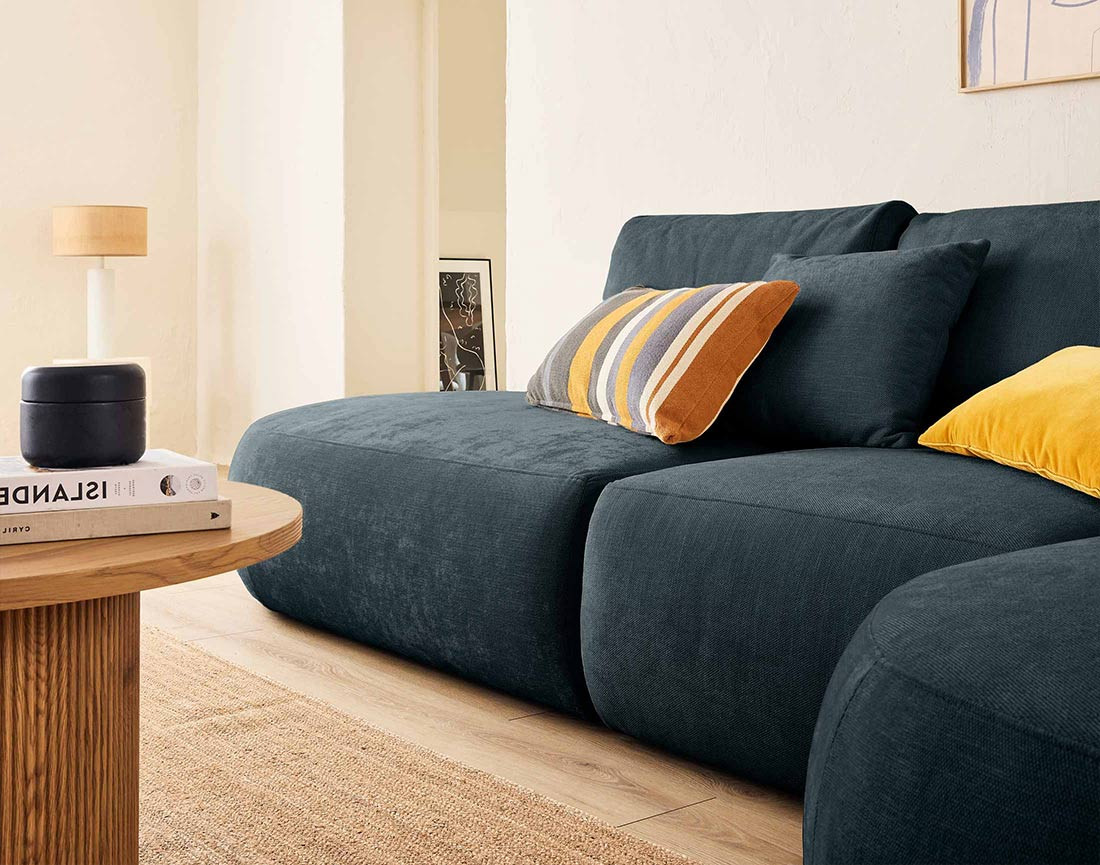 Canapé modulable d'angle droit 5 places en tissu texturé Santorini