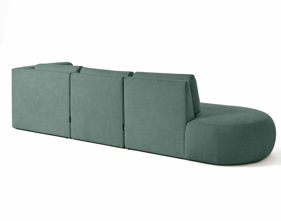 Canapé modulable d'angle droit 5 places en tissu texturé Santorini