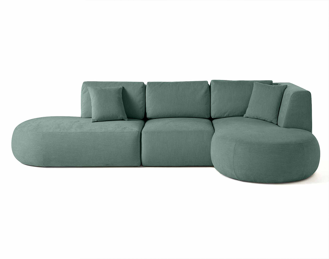 Canapé modulable d'angle droit 5 places en tissu texturé Santorini