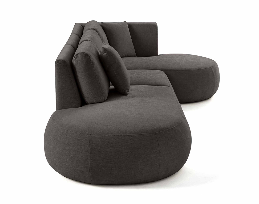 Canapé modulable d'angle droit 5 places en tissu texturé Santorini