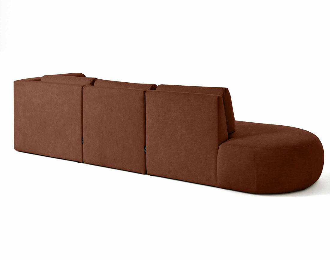 Canapé modulable d'angle droit 5 places en tissu texturé Santorini
