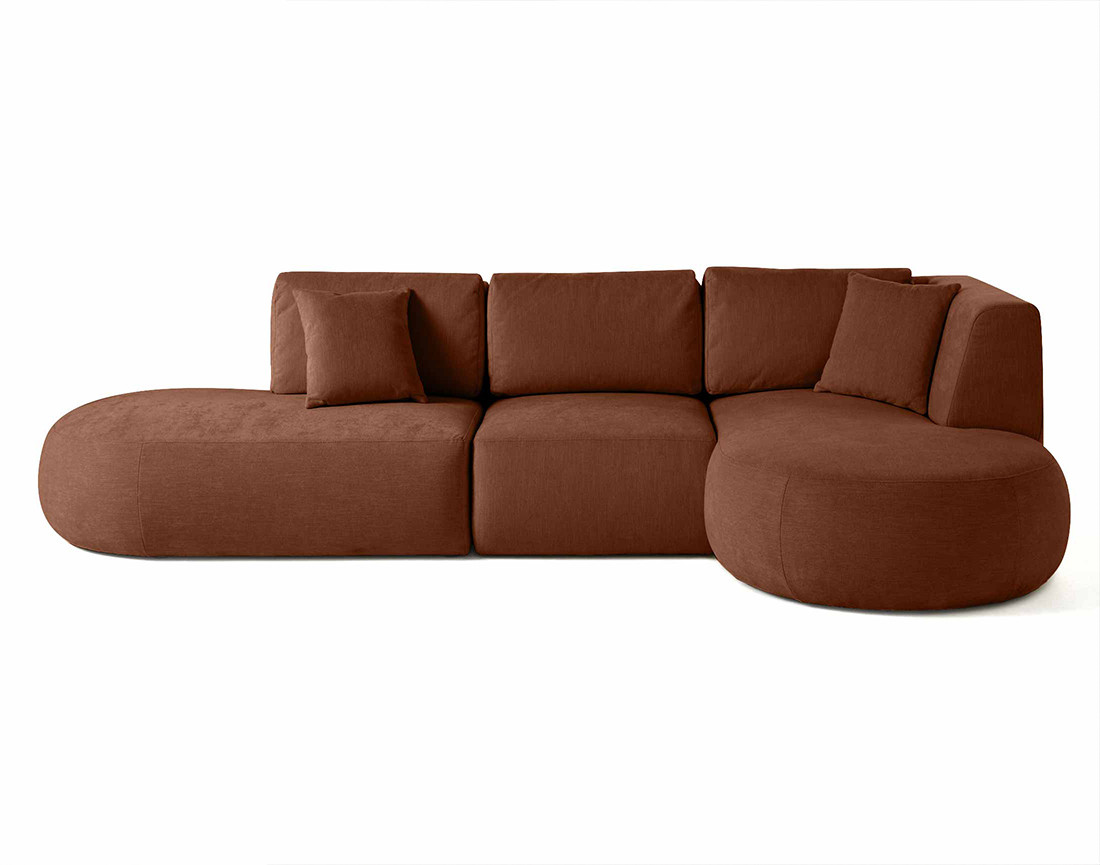Canapé modulable d'angle droit 5 places en tissu texturé Santorini