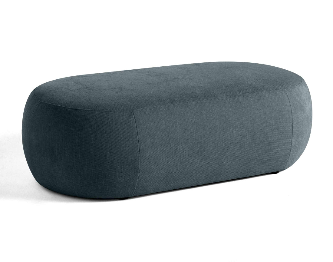 Canapé modulable d'angle droit avec pouf 5 places en tissu texturé Santorini