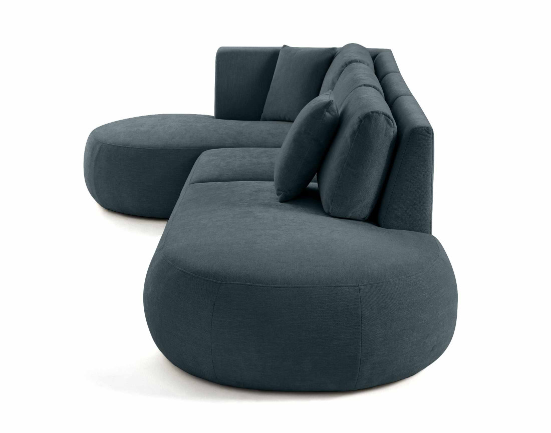 Canapé modulable d'angle gauche avec pouf 5 places en tissu texturé Santorini