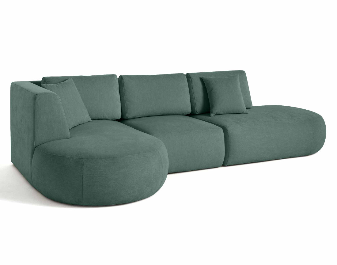 Canapé modulable d'angle gauche avec pouf 5 places en tissu texturé Santorini