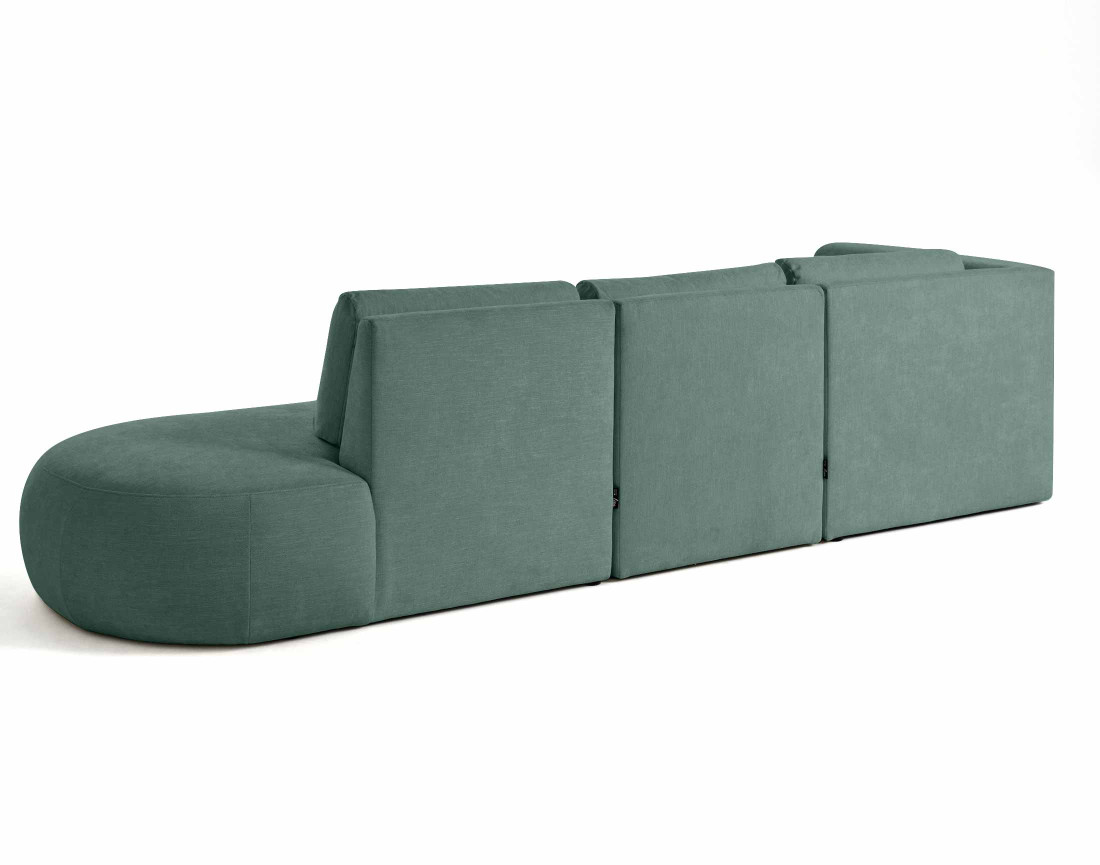 Canapé modulable d'angle gauche avec pouf 5 places en tissu texturé Santorini