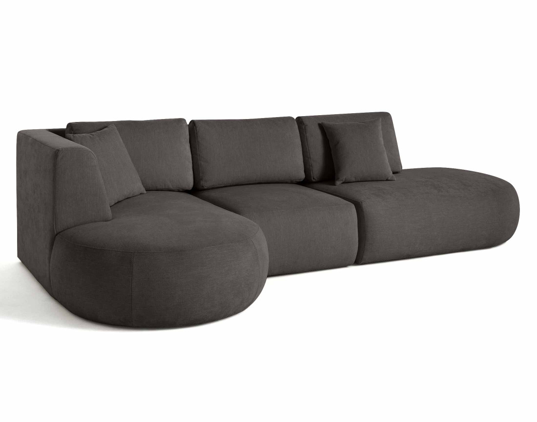 Canapé modulable d'angle gauche avec pouf 5 places en tissu texturé Santorini