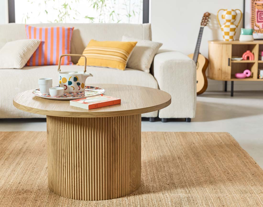 Table basse ronde en bois 80 cm Oliva