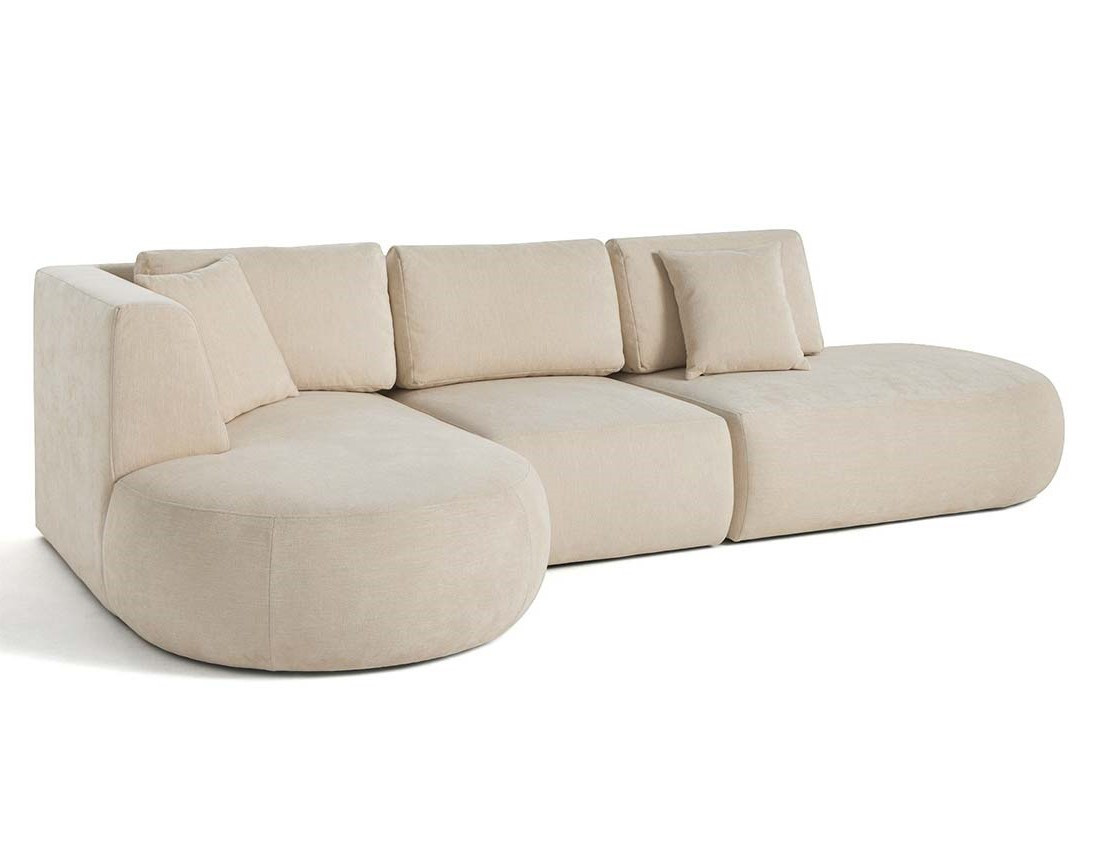 Canapé modulable d'angle gauche 5 places en tissu texturé Santorini