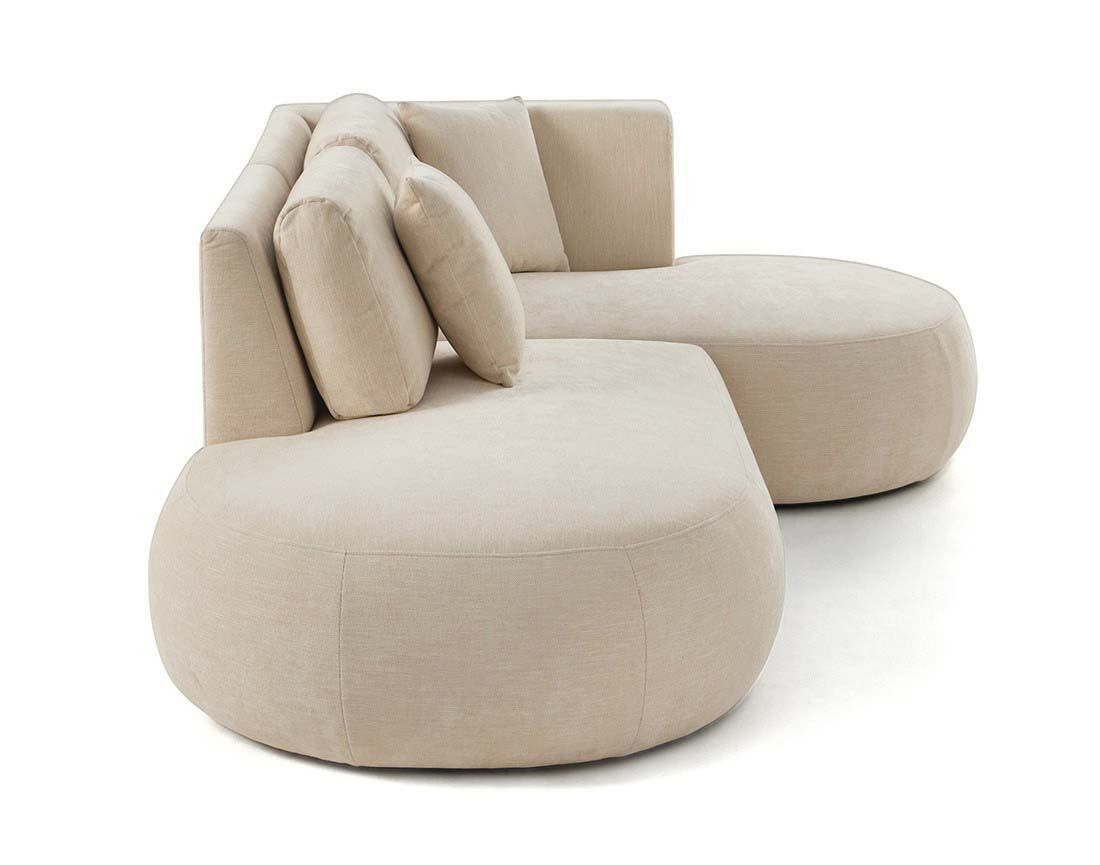 Canapé modulable d'angle droit avec pouf 4 places en tissu texturé Santorini