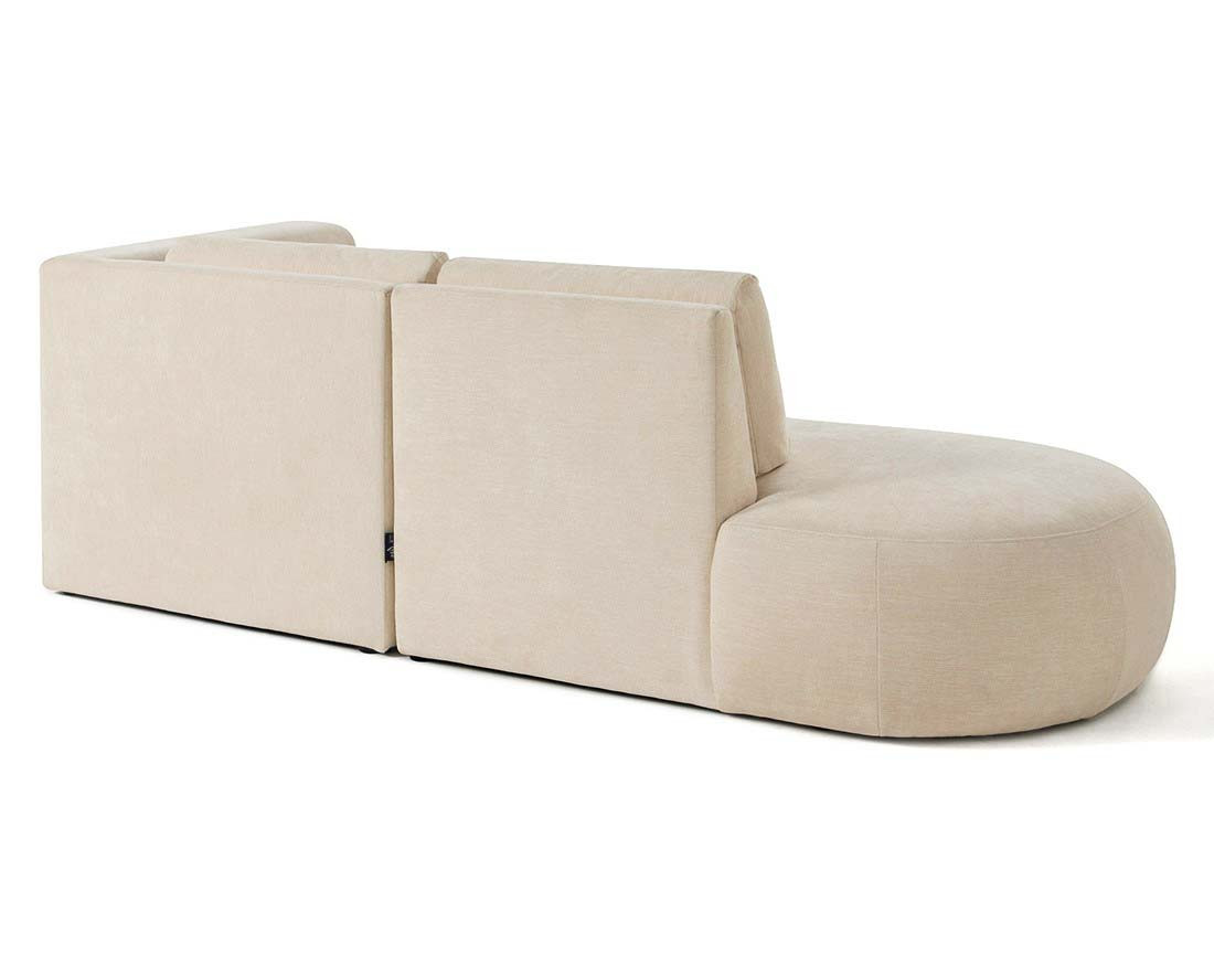 Canapé modulable d'angle droit avec pouf 4 places en tissu texturé Santorini