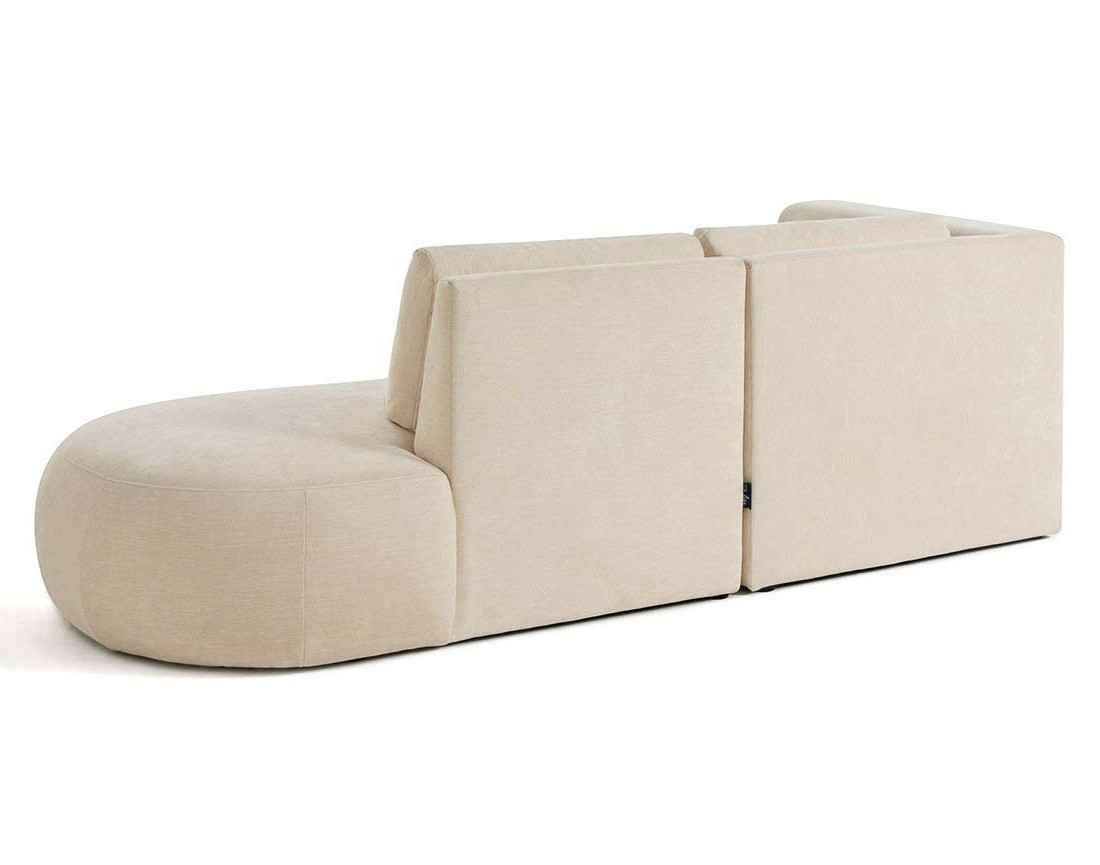 Canapé modulable d'angle gauche 4 places avec pouf en tissu texturé Santorini
