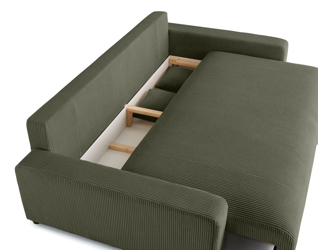 Canapé 3 places convertible avec coffre en velours côtelé Pivoine