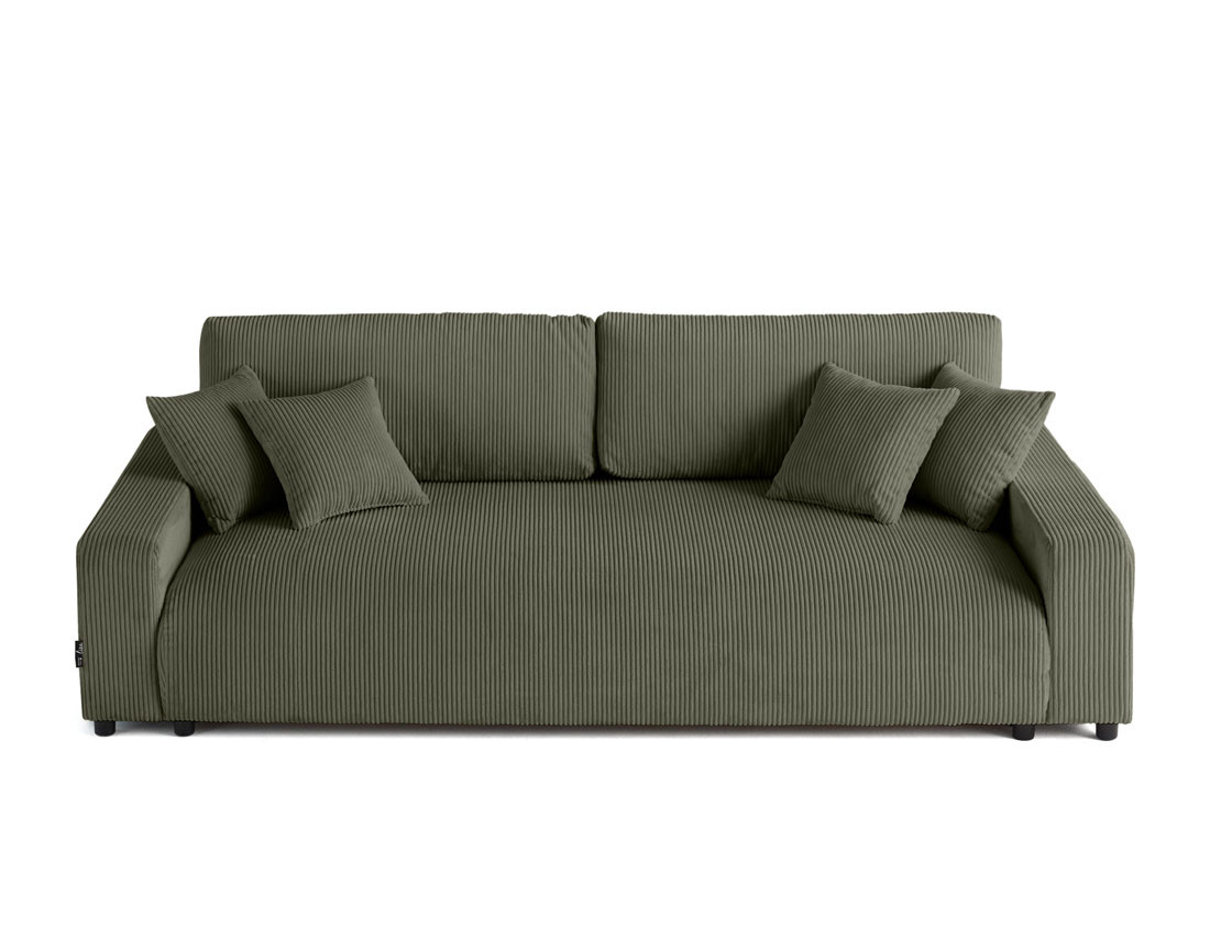 Canapé 3 places convertible avec coffre en velours côtelé Pivoine